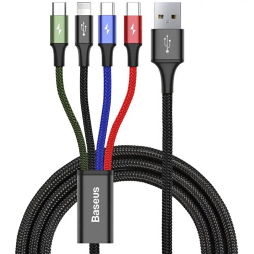 Cablu de date 4 in 1 Baseus, Lightning, 2 x Type-C, Micro-USB 3.5A, 1.2m, CA1T4-B01