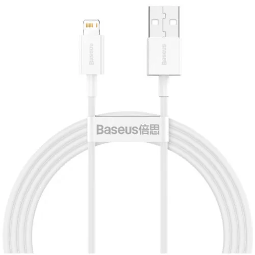 Cablu de date si incarcare Baseus Superior, Fast Charging, USB Lightning, 2.4A, 2m, Alb, CALYS-C02