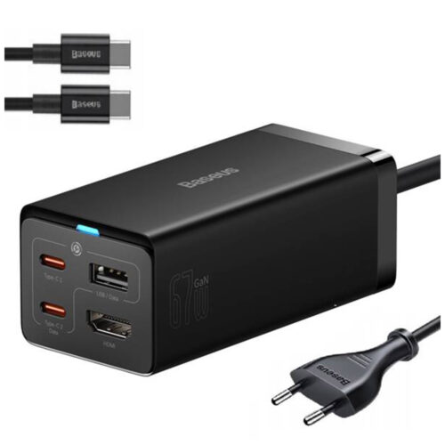 Incarcator retea Baseus GaN5 Pro Powerstrip, Quick Charge, USB Type-C, USB, HDMI, 1m, Negru, CCGP110201