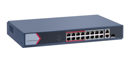 Switch PoE Hikvision DS-3E1318P-EI/M: 16 × 10/100 Mbps PoE port