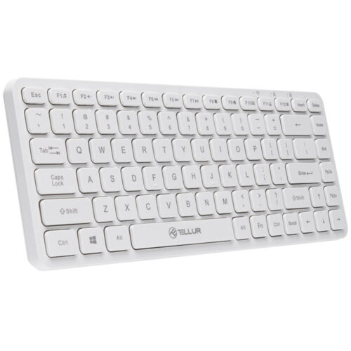 Tastatura wireless Tellur mini, 84 taste, 430 x 123 x 15 mm, Alb