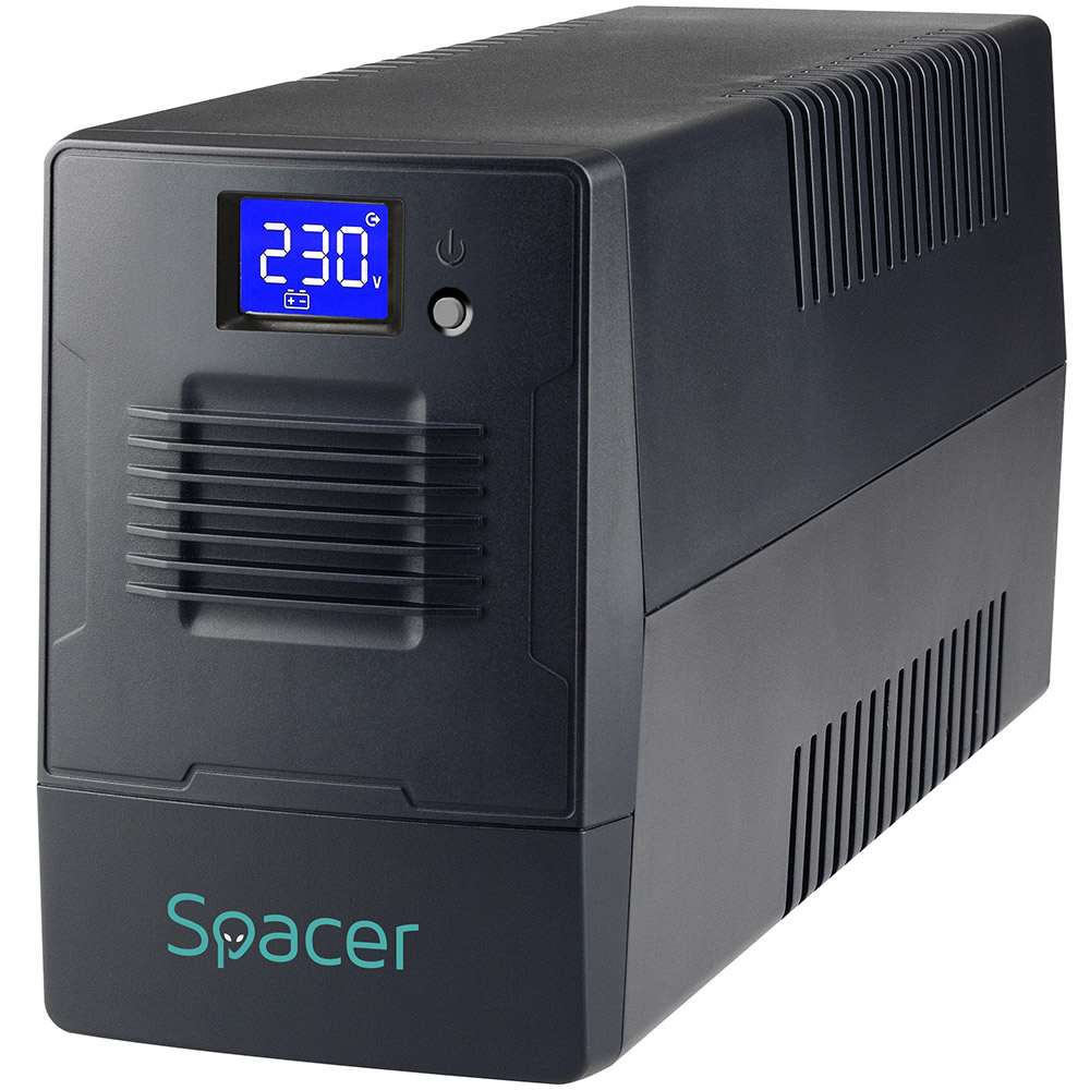 UPS Spacer Line Interactive cu management, LCD, 1000VA/ 600W, AVR, 4 x socket Schuko, display LCD, 2 x baterie 12V/7Ah, USB, combo RJ11/RJ45