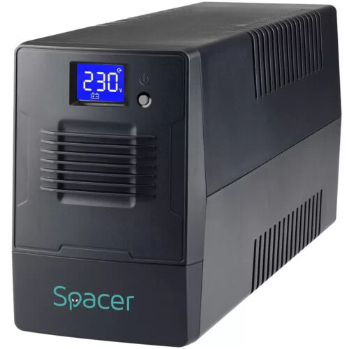 UPS Spacer Line Interactive cu management, LCD, 600VA/ 360W, AVR, 2 x socket Schuko, display LCD, 1 x baterie 12V/7Ah, SPUP-600D-LIT01