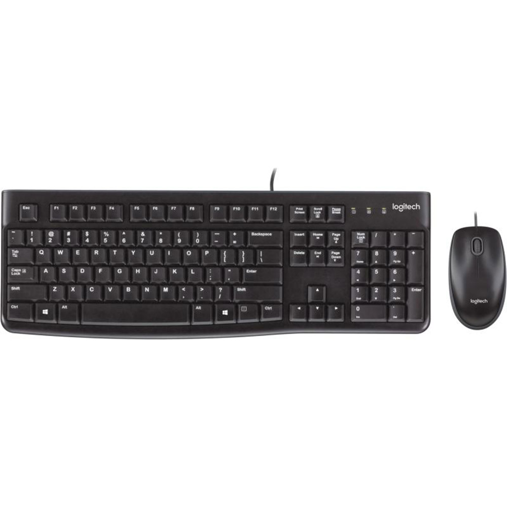 Kit Logitech MK120, Tastatura cu fir standard, USB 2.0, Mouse optic, Negru, 920-002563