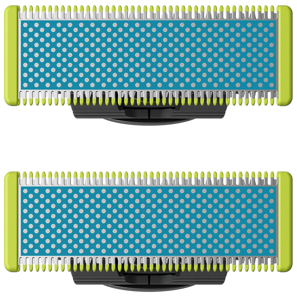 Rezerva OneBlade QP225/50, pentru piele-ultra sensibila, otel inoxidabil, umed si uscat, kit 2 lame, compatibil cu Philips OneBlade si OneBladePro, Verde