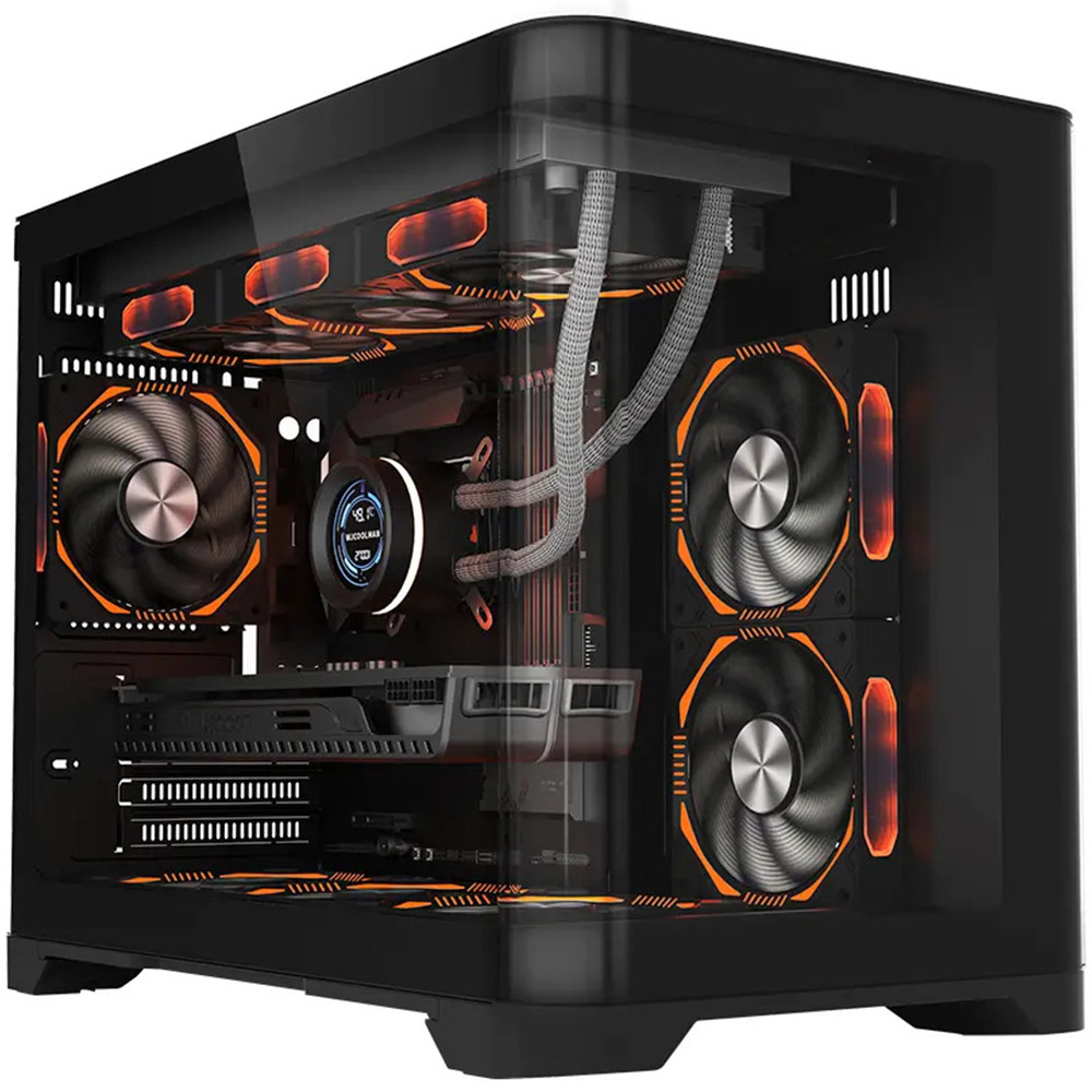 Carcasa 1st PLAYER UV6, ARGB, Cube-Tower, M-ATX\ITX, fara sursa, Negru