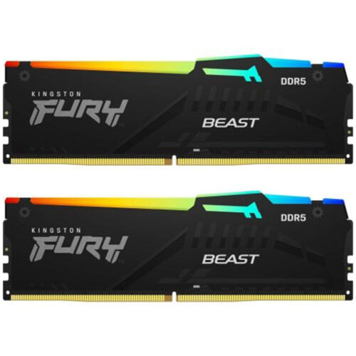 Kit Memorie RAM Kingston Fury Beast RGB, 32GB, DDR5, 6800Mhz, CL34, KF568C34BBAK2-32