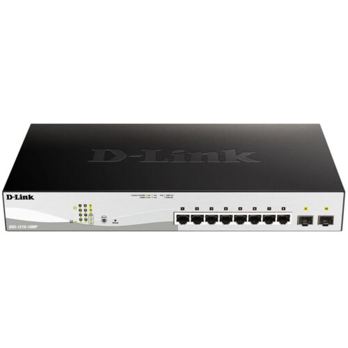 Switch D-Link DGS-1210-10MP, 10 porturi PoE, 20 Gbps, Negru