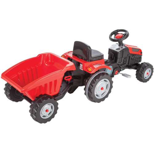 Tractor pentru copii Pilsan 073161, Active, cu pedale si remorca, Rosu - Resigilat