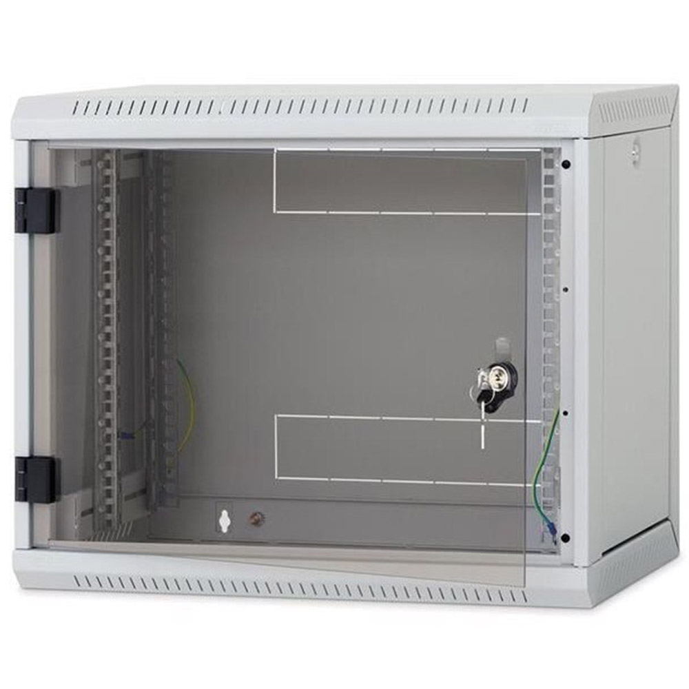 Cabinet rack Triton, Otel/Sticla securizata, 18 U, 81 x 60 x 59.5 cm, Gri