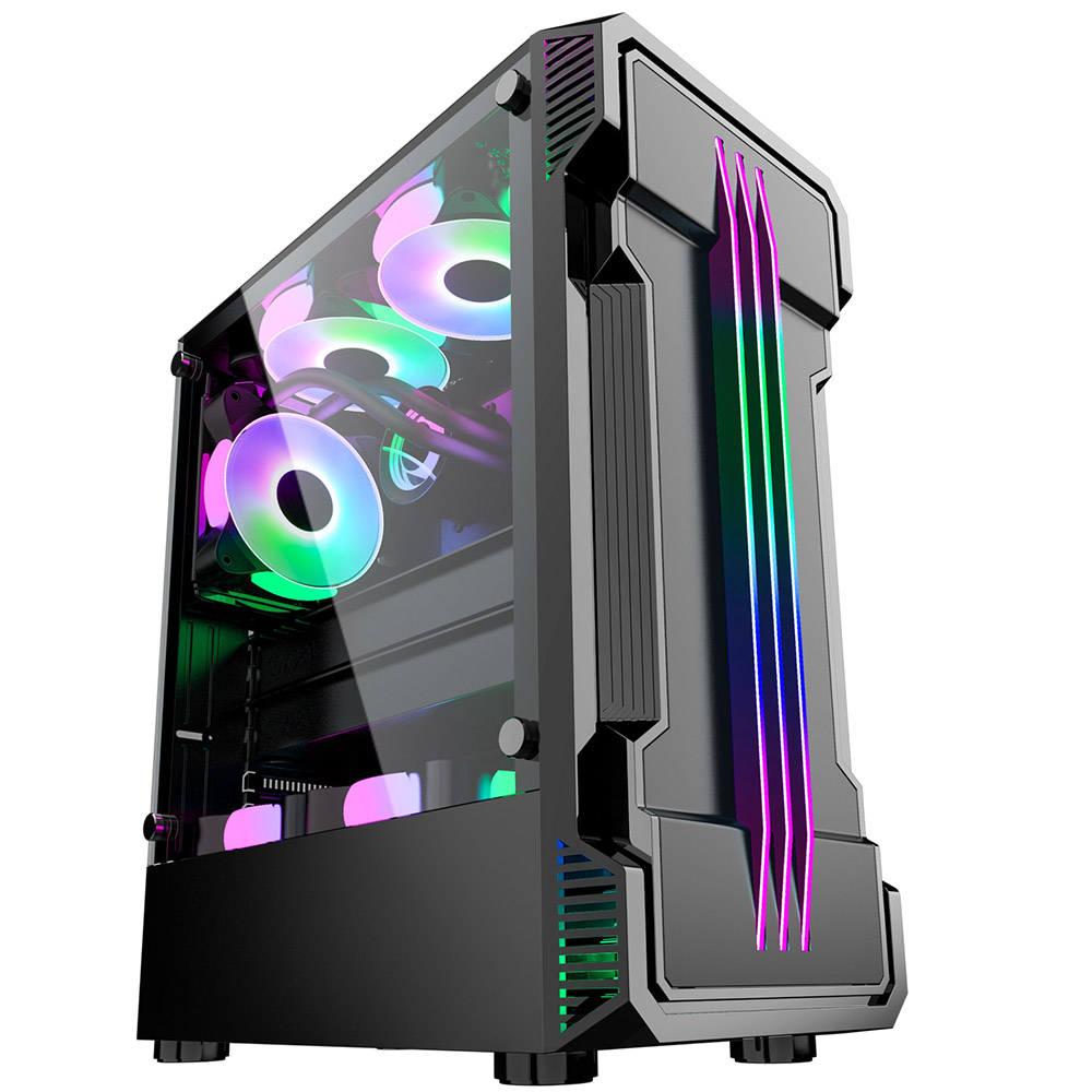 Carcasa PC Pro Gaming Zerg, Middle Tower, ATX, fara sursa, Controller ARGB