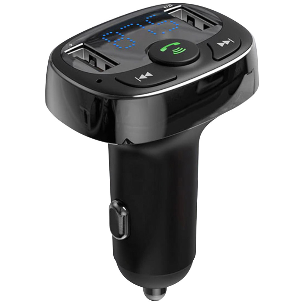 Modulator auto FM Baseus T-Typed CCTM-01, MP3 Player, Buton de apel, 2x USB, TF MicroSD, 3.4A, Negru