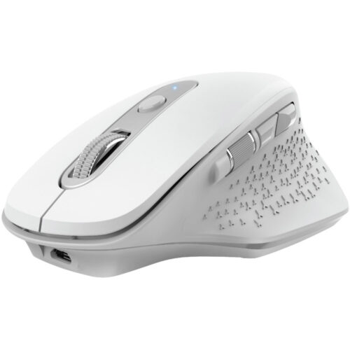 Mouse Trust Ozaa+, wireless RF 2.4GHz, bluetooth, conectivitate USB, rezolutie maxima 3200 DPI, alb