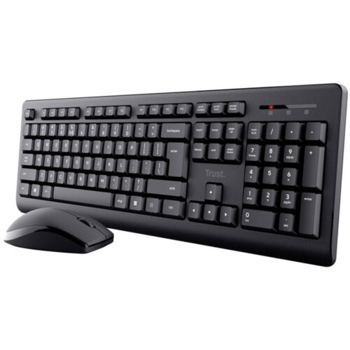 Set tastatura si mouse Trust Primo, wireless, full-size, negru