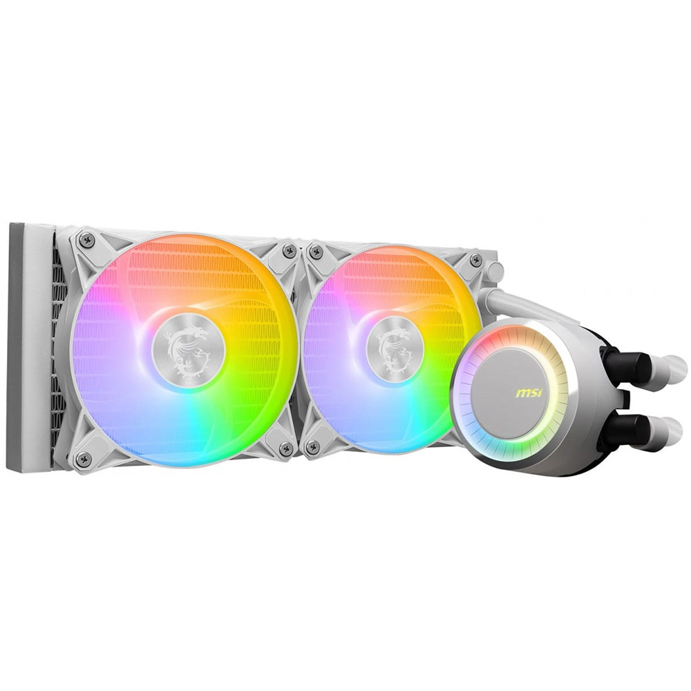 Cooler procesor MSI MAG CORELIQUID E240 WHITE, 2 ventilatoare ARGB, Alb