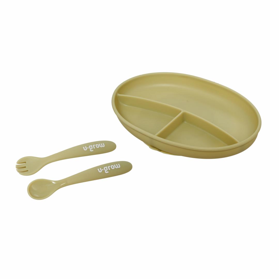 Set farfurie cu lingurita si furculita silicon