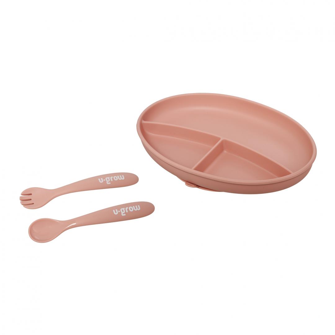 Set farfurie cu lingurita si furculita silicon