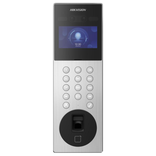 Videointerfon de exterior IP cu recunoastere faciala si amprenta digitala Hikvision DS-KD9203-MFE6