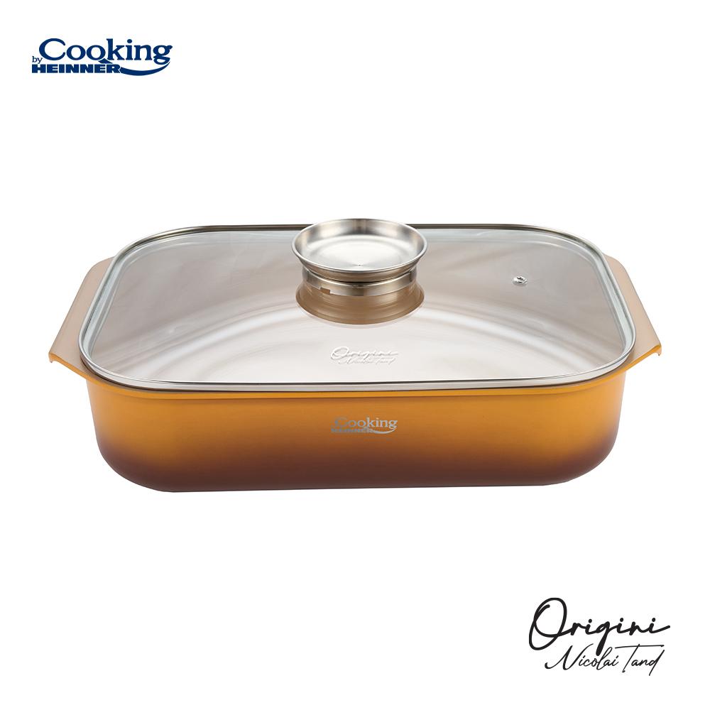 TAVA INALTA CUPTOR DIN ALUMINIU TURNAT + CAPAC 39 x 26 x 8.5 CM