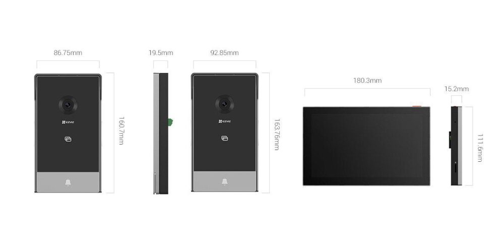 KIT VIDEOINTERFON SMART HOME 2MP Monitor color 7" touch Smart RFID Unlock Supports Dual-Band Wi-Fi 6 (2.4 / 5 GHz) Two-Way Talk Supports MicroSD Card (Up to 512 GB)