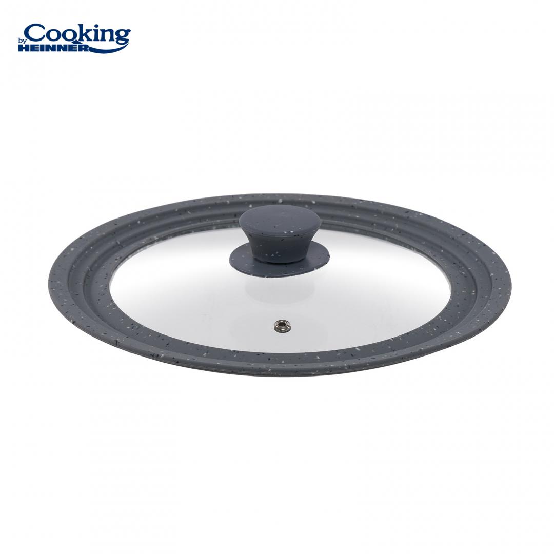 CAPAC STICLA CU MARGINE DIN SILICON AJUSTABILA PE 3 DIMENSIUNI 22/24/26 CM. GRI