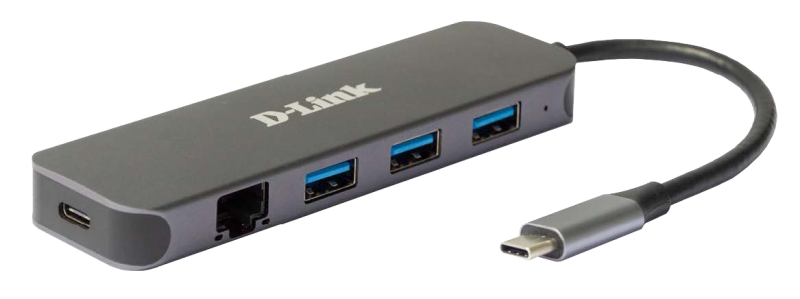 D-Link DUB-2334 5-in-1 USB-C Hub with Gigabit Ethernet and power delivery