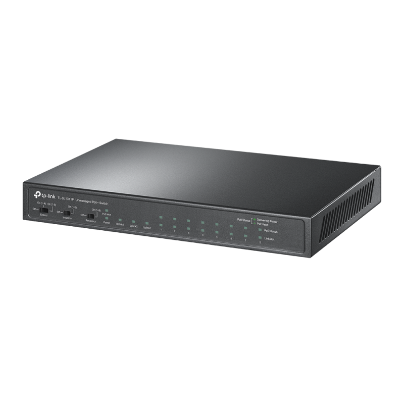 8-Port 10/100Mbps + 3-Port Gigabit Desktop Switch with 8-Port PoE+ PORT: 8× 10/100 Mbps PoE+ Ports