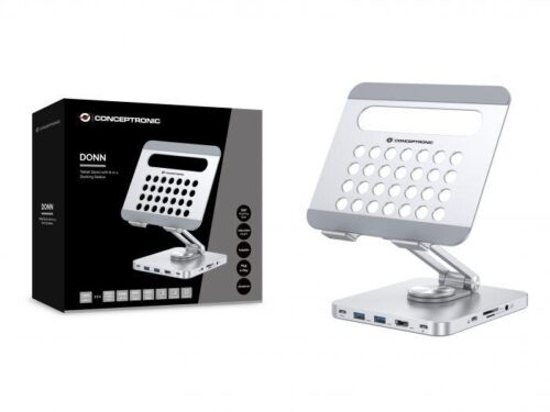 Conceptronic DONN26G Tablet Stand with 8-in-1 USB 3.2 Gen 1 Docking Station