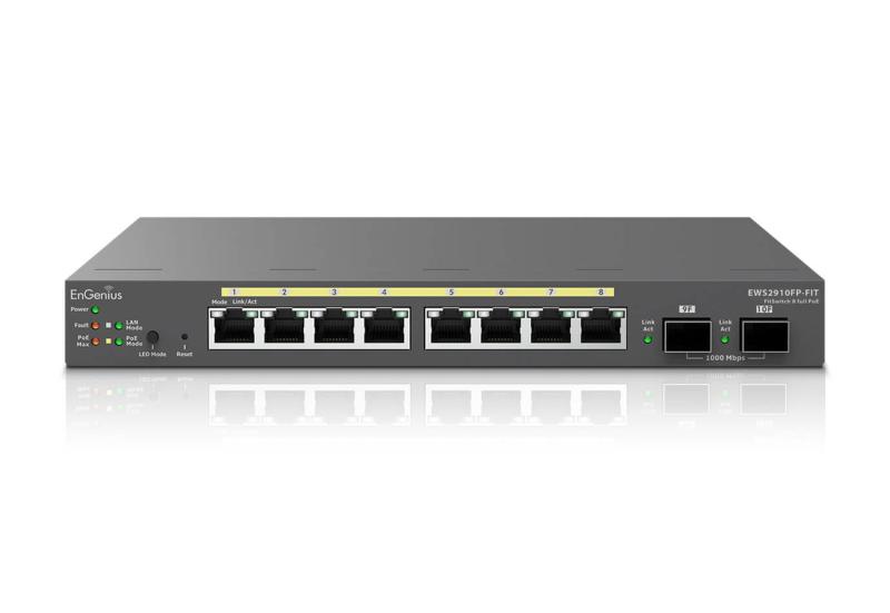 Switch EnGenius Managed / stand-alone Desktop 8-port GbE 130W cu 2 antene SFP