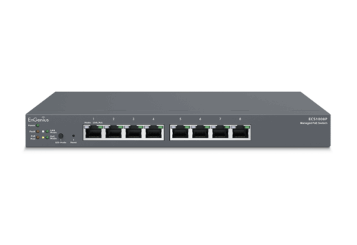 EnGenius Managed / stand-alone Desktop 8-port 55W GbE  Switch (PoE) 8-port GbE PoE.af 55W L2+ DT Cloud Management Switch