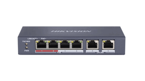 Switch PoE Hikvision DS-3E0106P-E/M(B): 4 x 10/100Mbps PoE port
