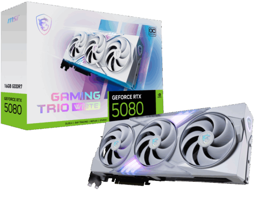 Placa Video MSI GEFORCE RTX 5080 16G GAMING TRIO OC WHITE GDDR7 256 bit