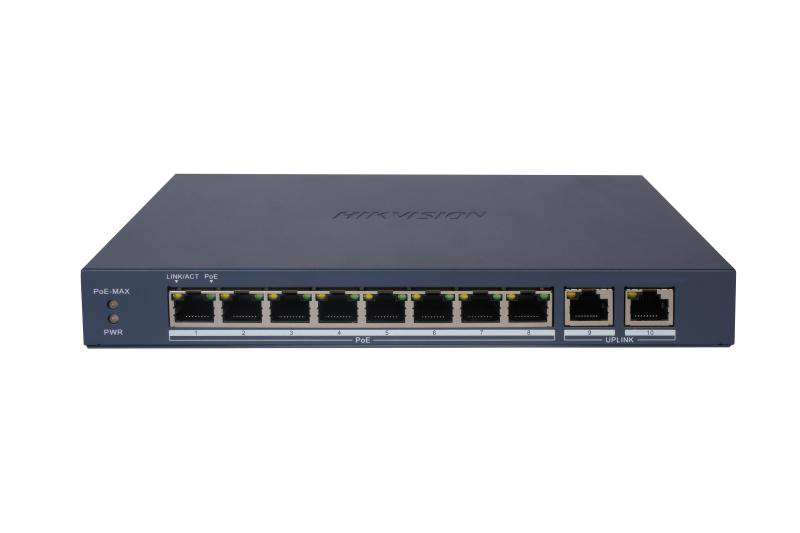 Switch PoE Hikvision DS-3E1510P-EI/M(B): 8 × Gigabit PoE port