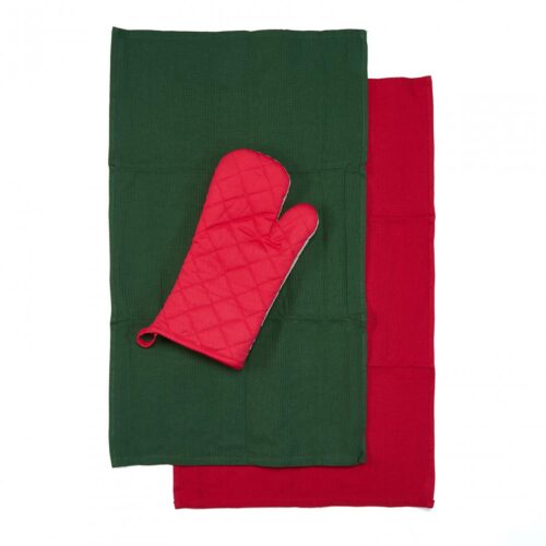 Set manusa bucatarie 3 piese Craciun Green