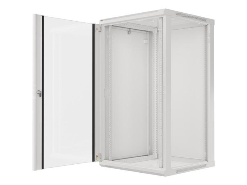 Dulap rack 19" perete 22U / 600x600 (flat pack) cu ușă din sticlă
