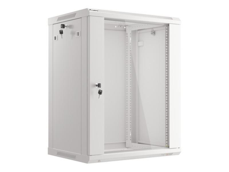 Dulap rack 19" perete 15U / 600x450 (flat pack) cu ușă din sticlă