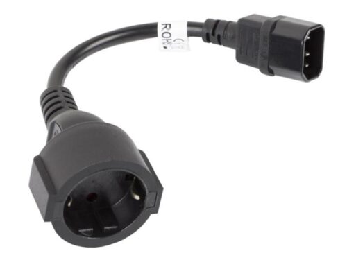 Cablu adaptor IEC 320 C14  Schuko(F) pentru UPS 20 cm negru