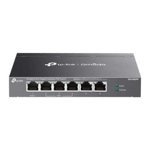 Omada 6-Port Gigabit Desktop Switch with 3-Port PoE+ and 1-Port PoE++ PORT: 1× Gigabit PoE++ Port