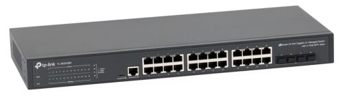 "JetStream™ 24-Port Gigabit L2+ Managed Switch with 4 10GE SFP+ Slots PORT: 24× Gigabit RJ45 Ports