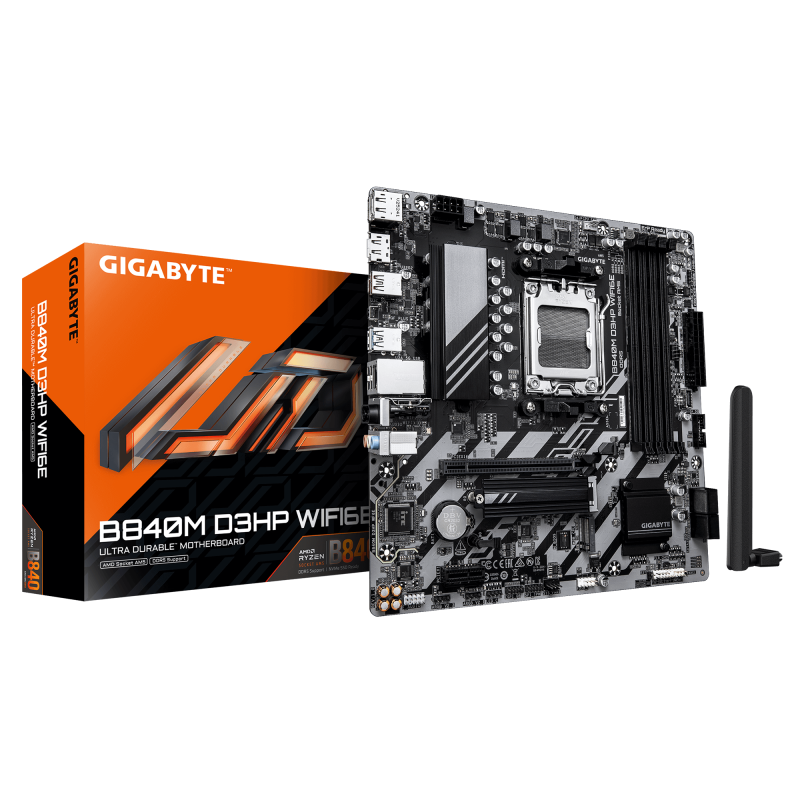 GIGABYTE B840M D3HP WIFI6E. Processor manufacturer: AMD