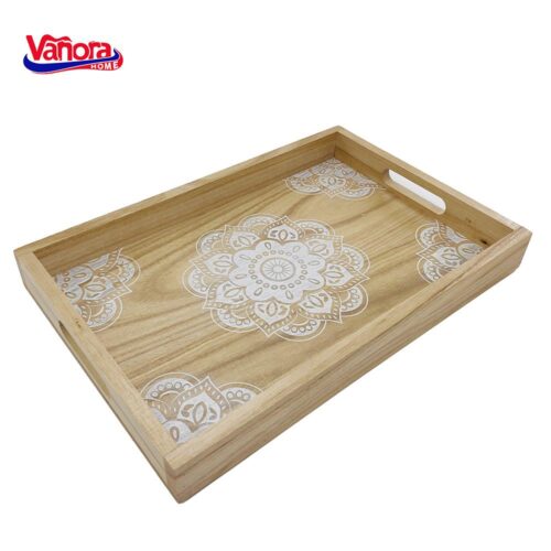 TAVĂ DIN LEMN PENTRU SERVIRE CU MODEL MANDALA