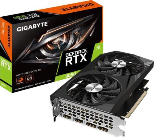 Placa Video GIGABYTE GEFORCE RTX 3050 WINDFORCE OC 8G V2 GDDR6 128 bit PCIE 4.0