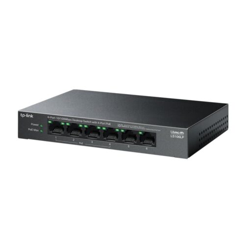 "6-Port 10/100 Mbps Desktop Switch with 4-Port PoE PORT: 4× 10/100 Mbps PoE Ports