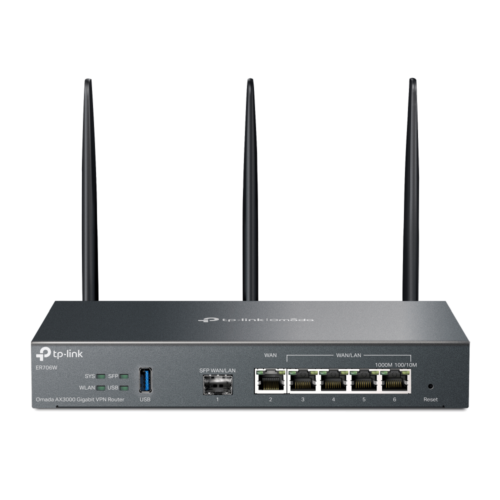 "Omada AX3000 Wi-Fi 6 Gigabit VPN Router PORT: 1× Gigabit SFP WAN/LAN Port