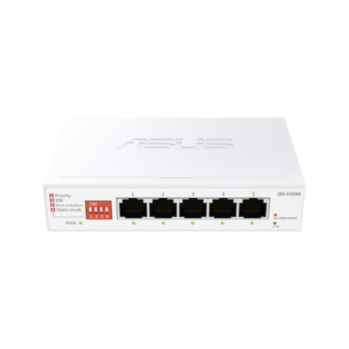 ASUS QG-U1050. Switch type: Unmanaged. Basic switching RJ-45 Ethernet ports type: 2.5G Ethernet (100/1000/2500)