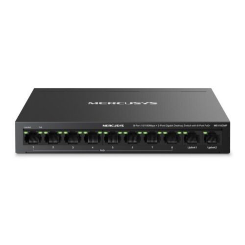 Switch desktop Mercusys 8-Port 10/100 Mbps + 2-Port Gigabit Desktop Switch with 8-Port PoE+