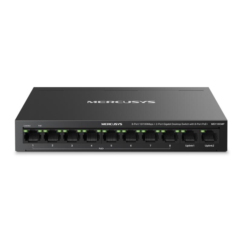 Switch desktop Mercusys 8-Port 10/100 Mbps + 2-Port Gigabit Desktop Switch with 8-Port PoE+