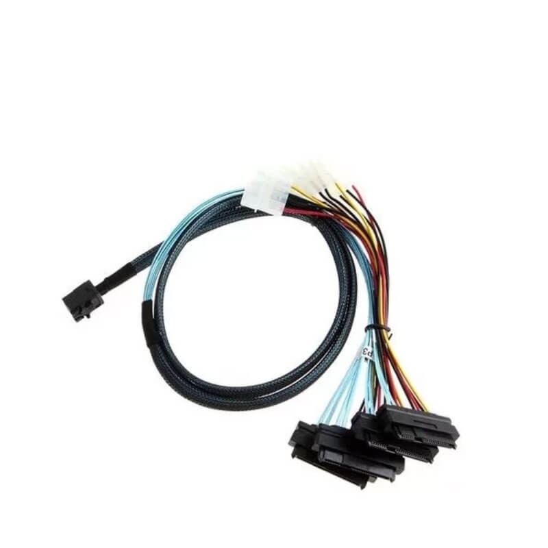 Cablu Mini SAS SFF-8643 la 4 x SAS SFF-8482 + Alimentare Molex