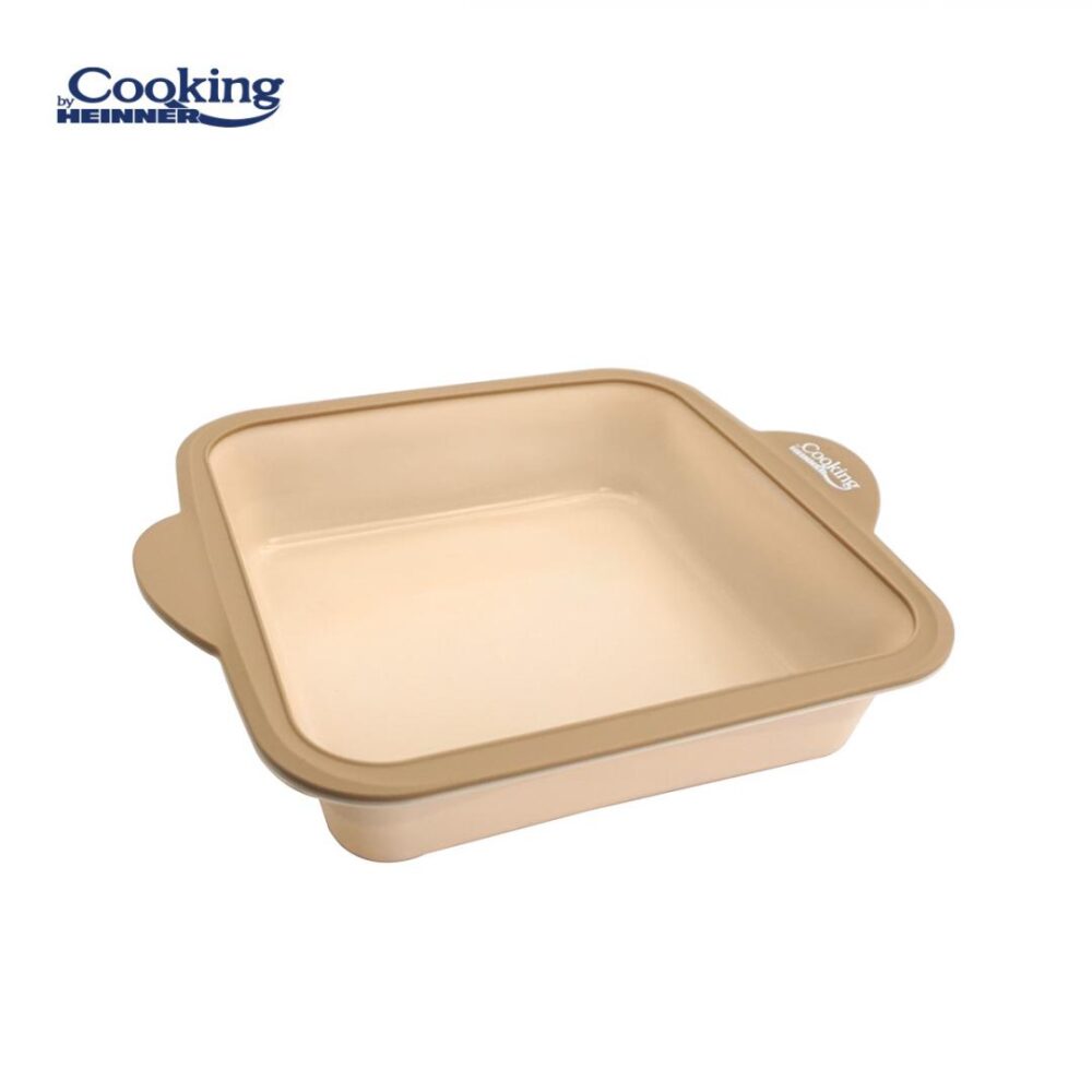 TAVA PATRATA DIN SILICON CU INEL METALIC 27.5X23X6 CM