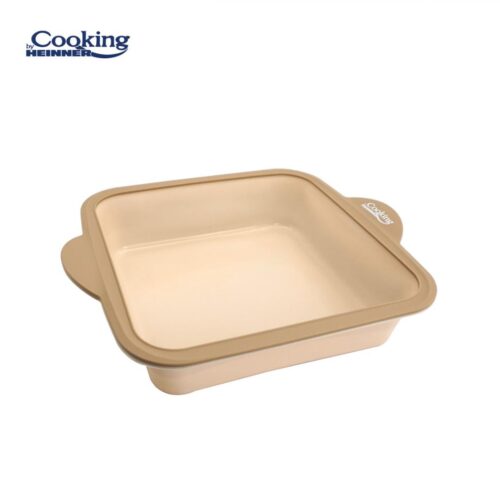 TAVA PATRATA DIN SILICON CU INEL METALIC 27.5X23X6 CM